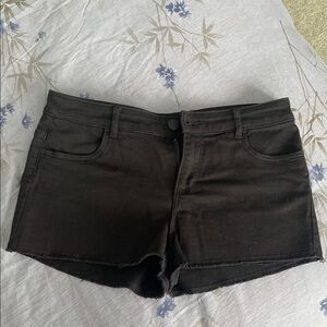 H&M Black Jean Shorts with Cuffed Hem and Mid-Rise Waist